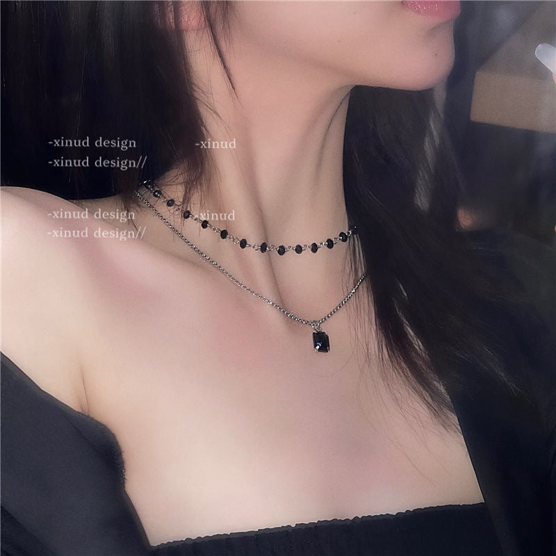 Double-layer Black Diamond- Necklace