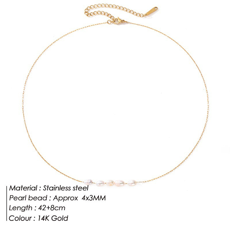 Gold Plated Collarbone Freshwater Pearl Necklace