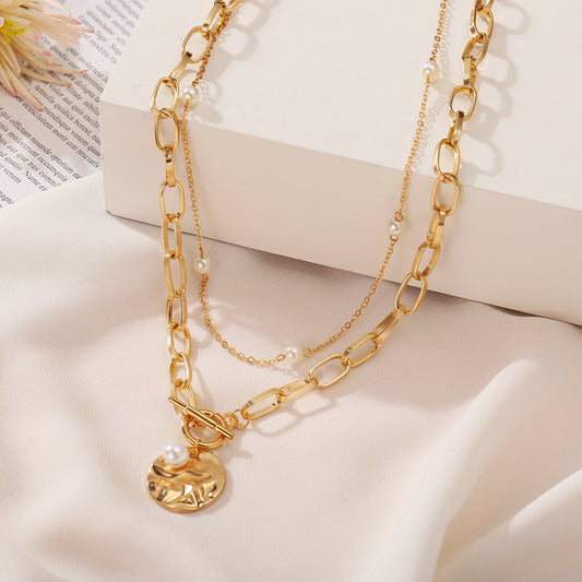 Double-layer Long Chain Pearl Necklace