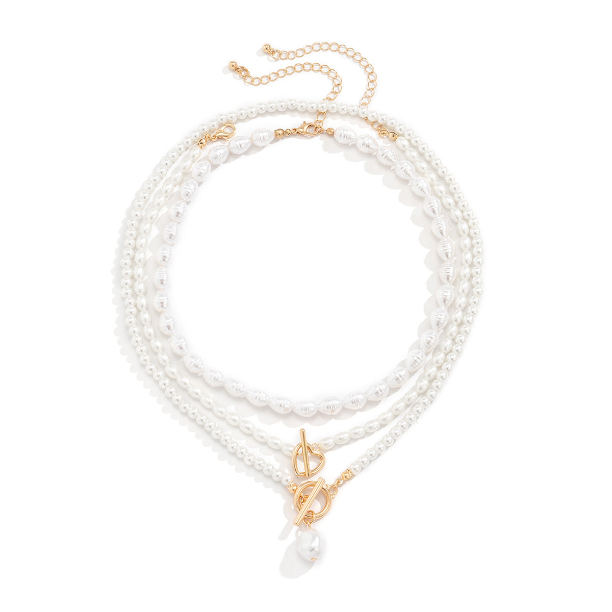 Multi-layer Rice-shaped Imitation Pearl Necklace