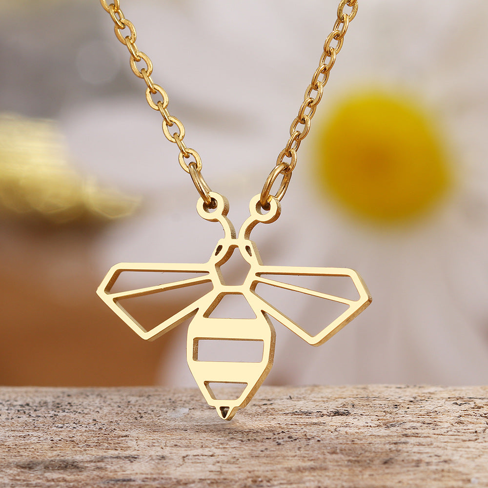 Stainless Steel Cute Little Bee Necklace